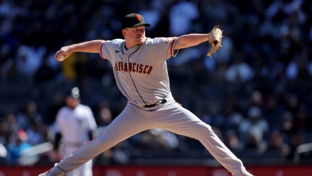 SF Giants starting pitcher Logan Webb pitches against the New York Yankees. (2023)